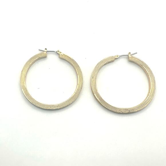 Ralph Lauren Gold Hoop Ribbed Earring Hoop RLL Coastal Cowgirl Western Jewelry - Picture 8 of 8